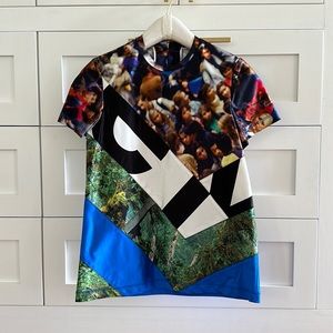 NWT Designer Proenza Schouler “Protester Scene” Satin T-shirt, Women’s 6